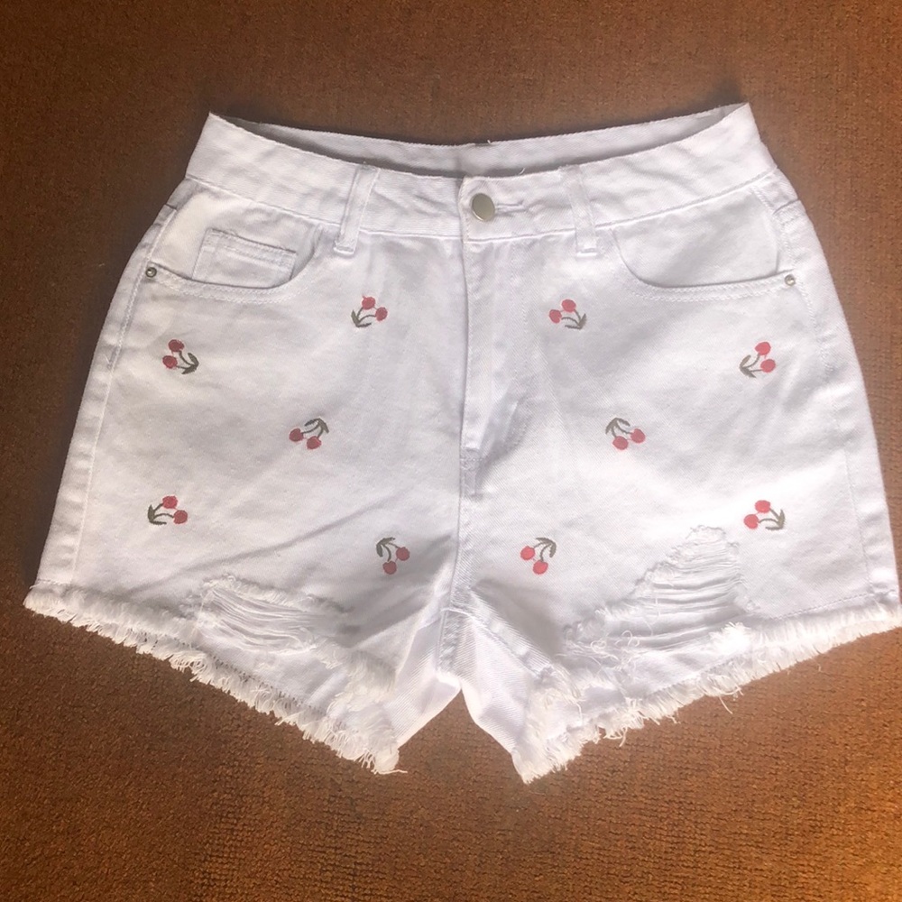 Distressed Denim cherry shorts
